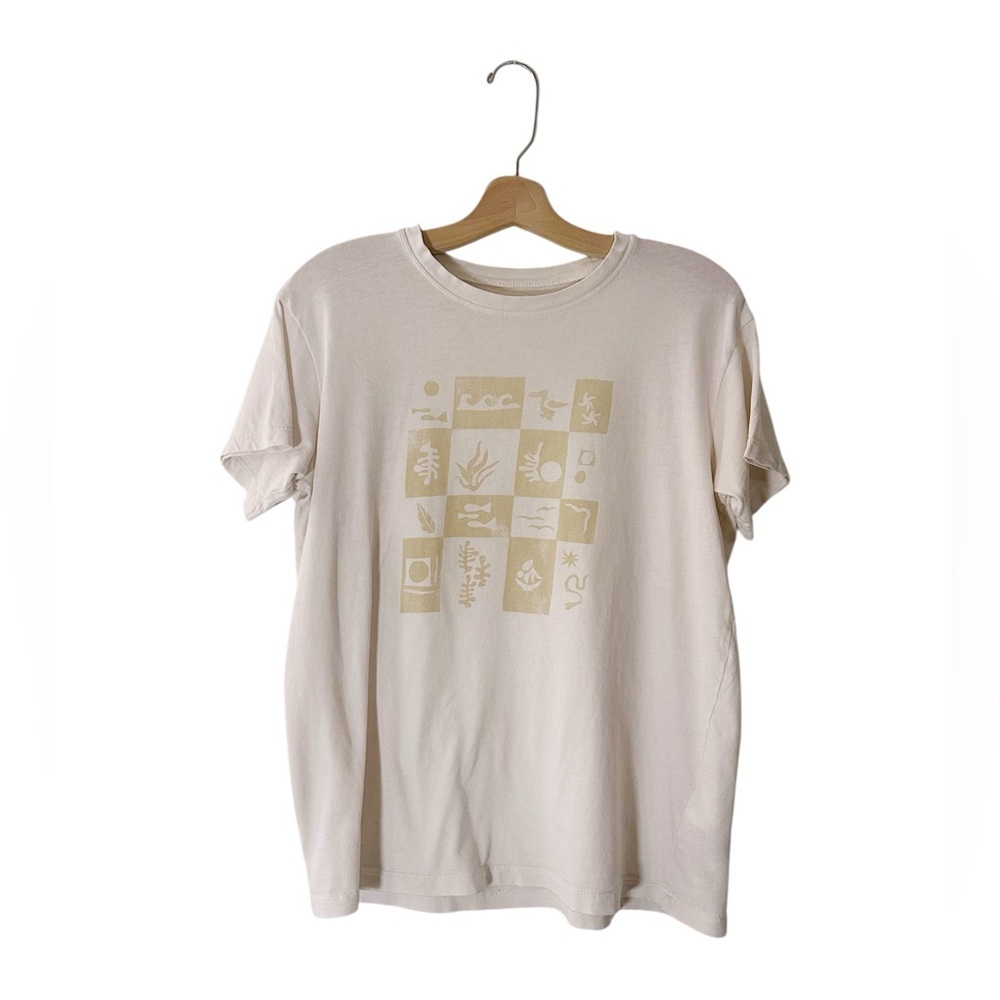 Madewell Softfade Cotton Oversized Tee Ivory Checker Print